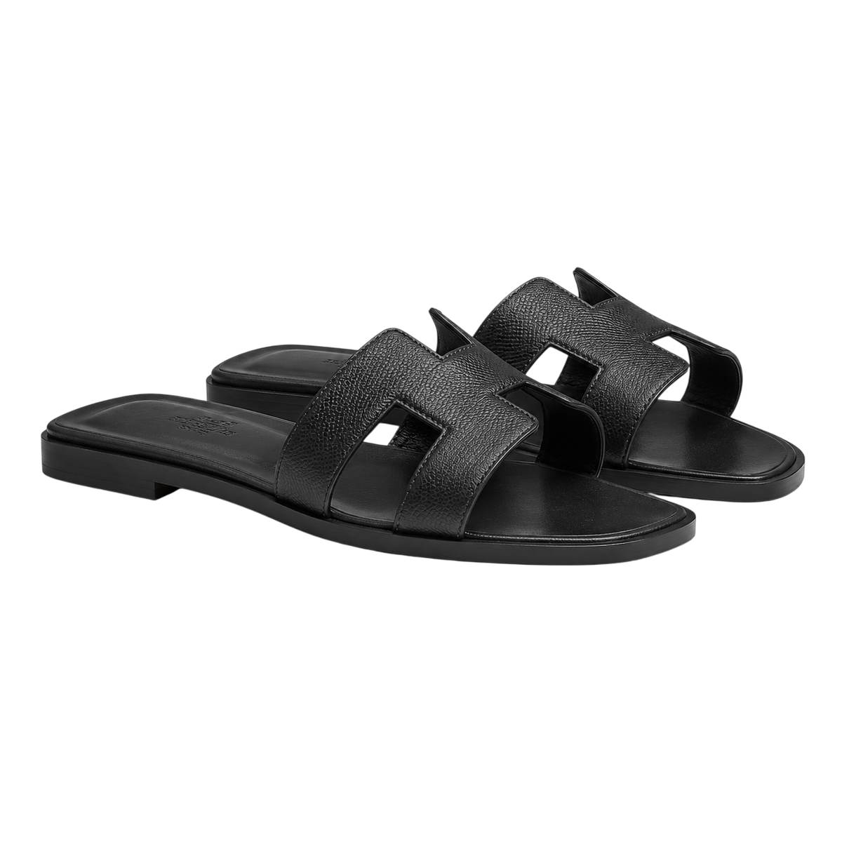 Hermès – Slipper Oran Black Textured