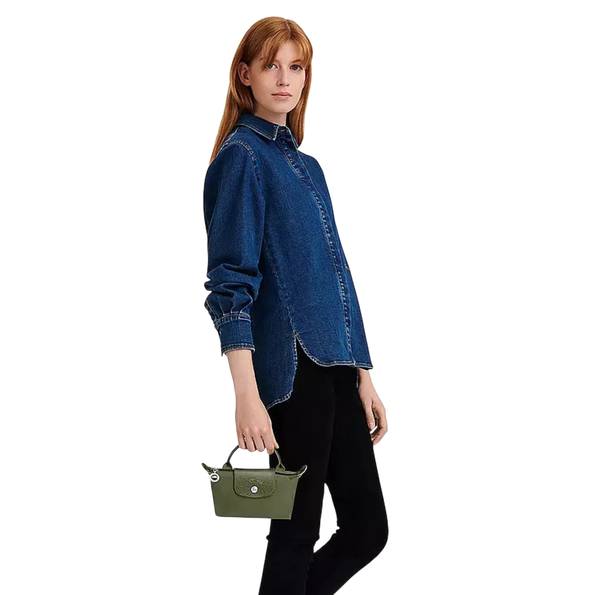 Longchamp – Le Pliage Original Pouch With Handle - Olive Green