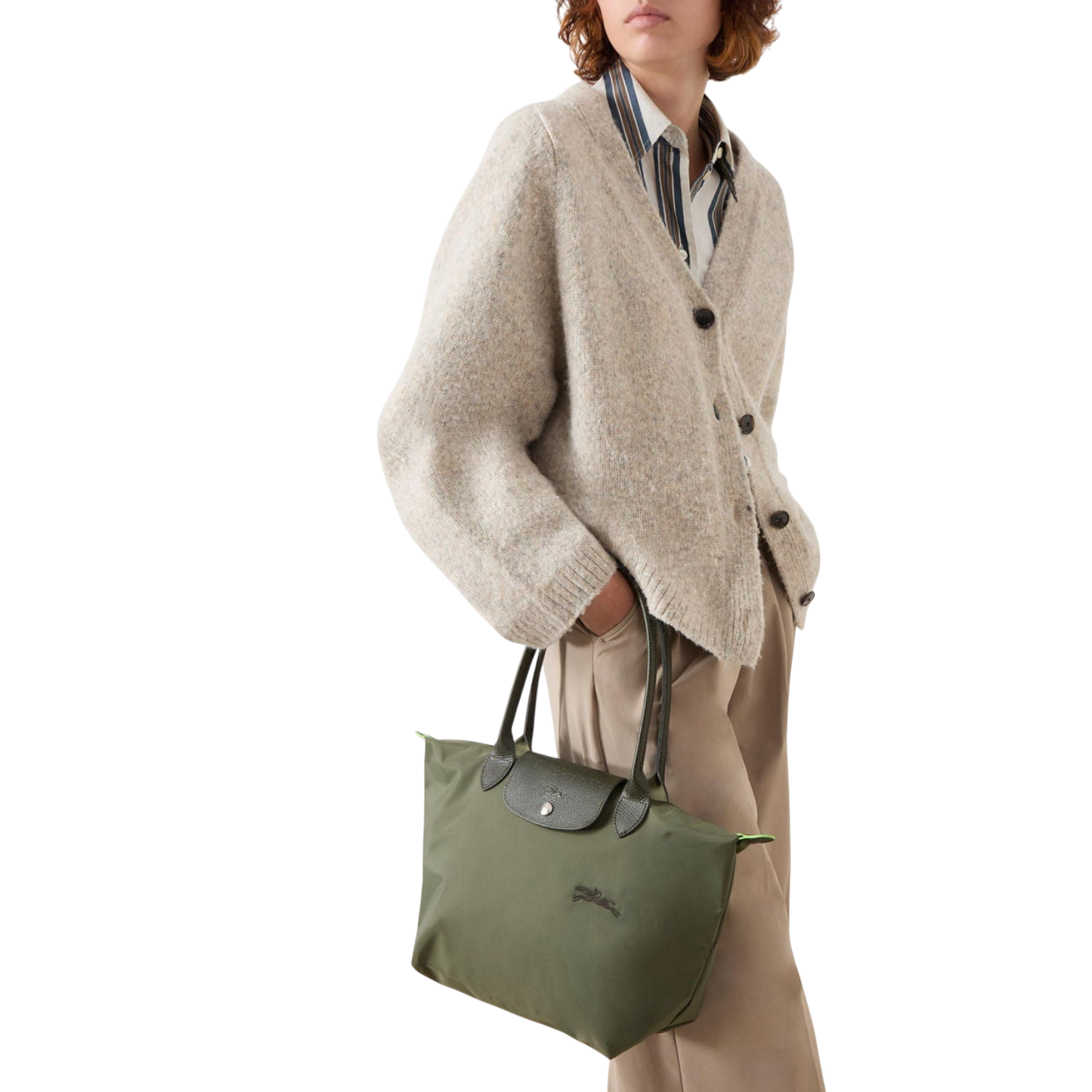 Longchamp – Le Pliage One L Tote - Olive Green