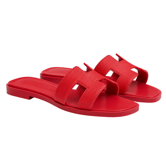 Hermès – Slipper Oran Red Textured