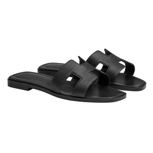 Hermès – Slipper Oran Black Textured