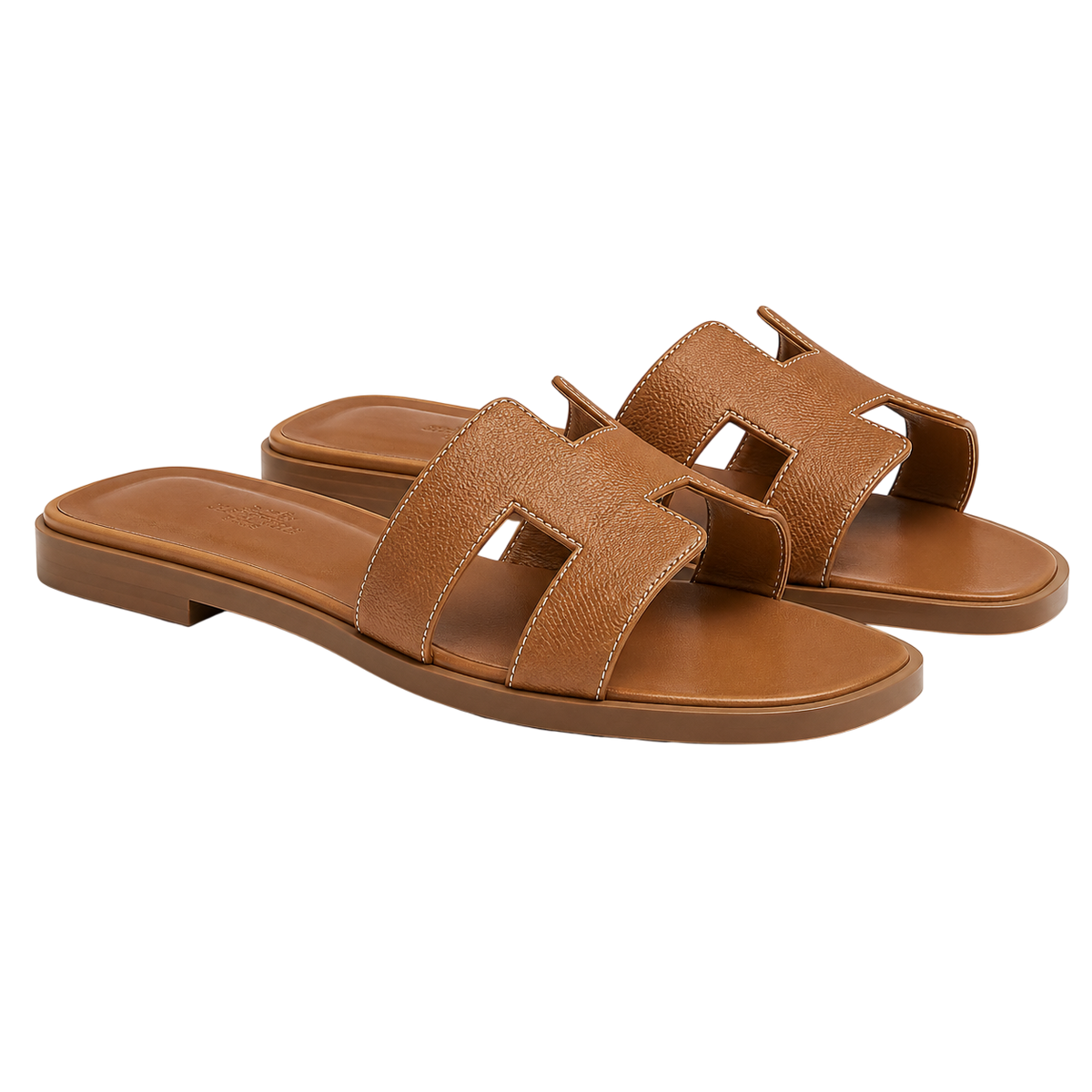 Hermès – Slipper Oran Brown Textured
