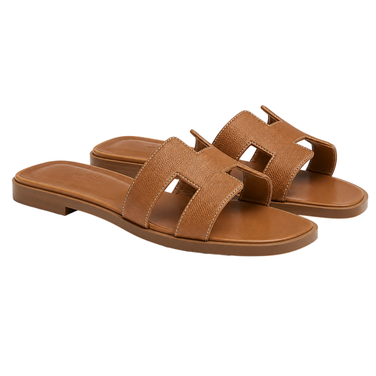 Hermès – Slipper Oran Brown Textured