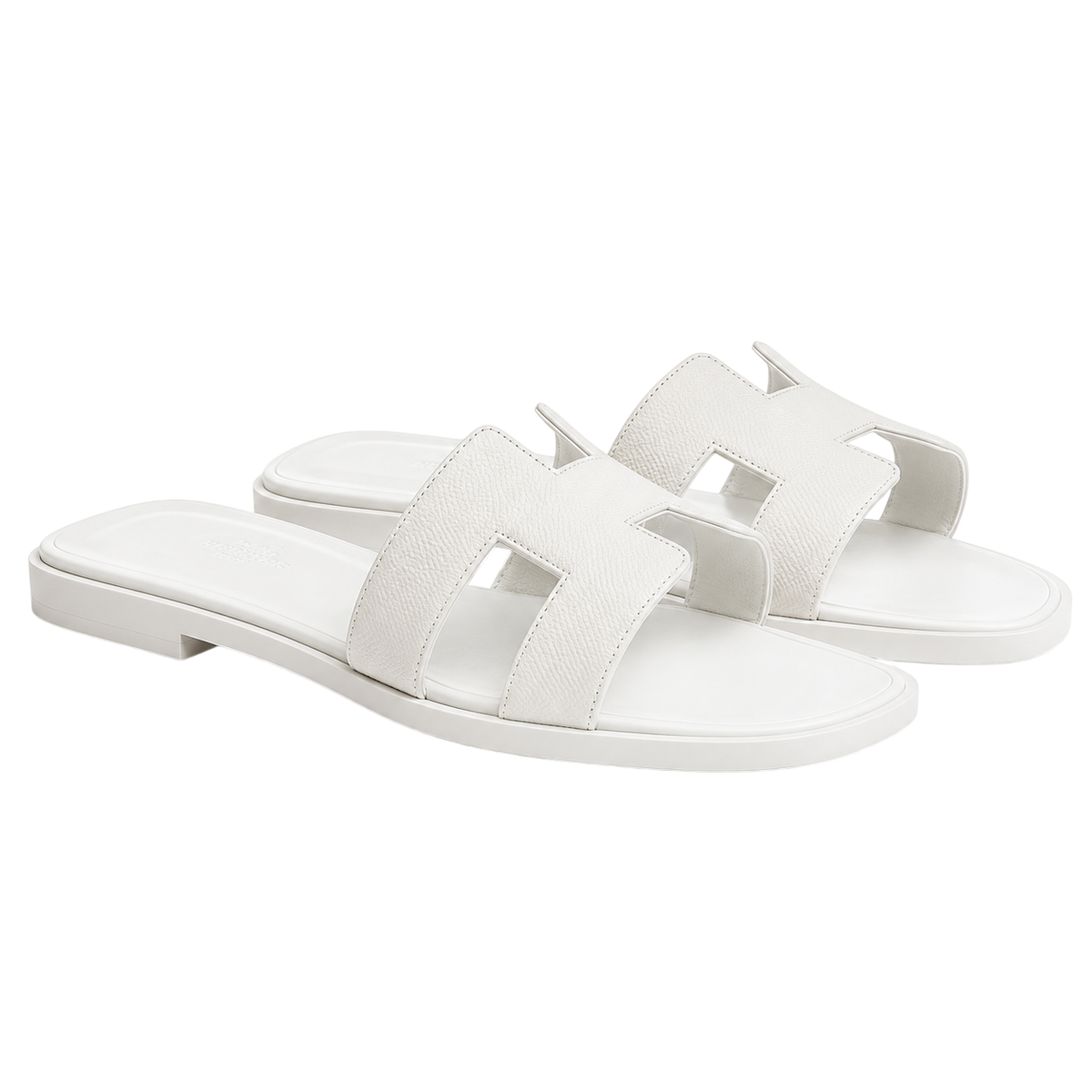 Hermès – Slipper Oran White Textured