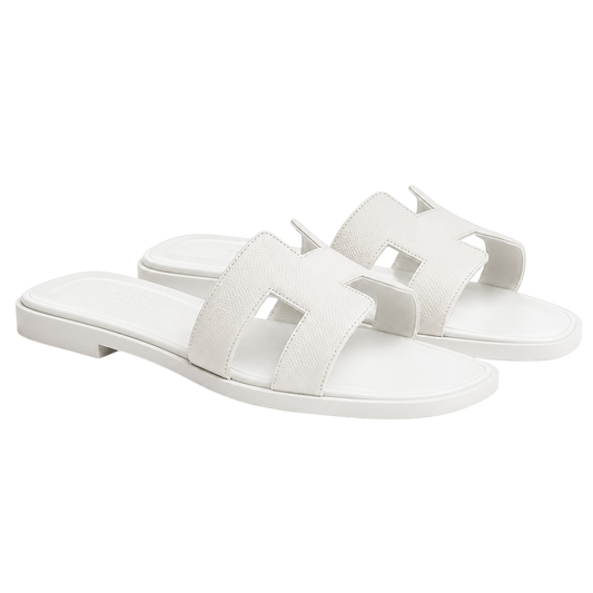 Hermès – Slipper Oran White Textured