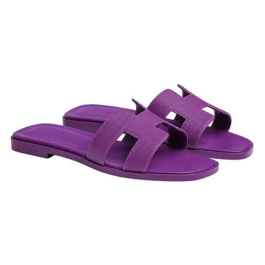 Hermès – Slipper Oran Purple Textured