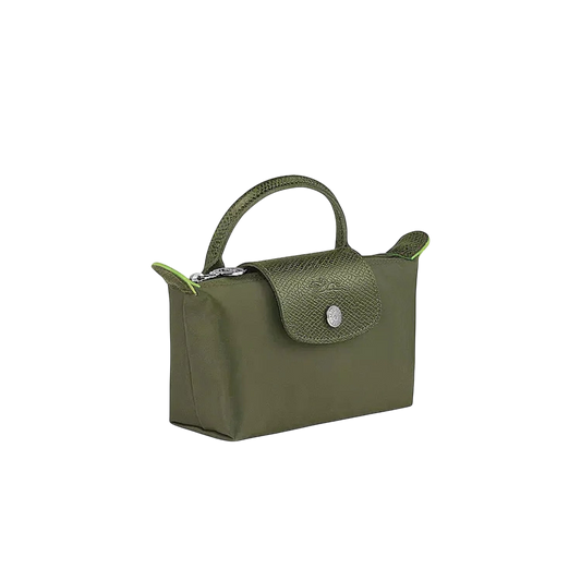 Longchamp – Le Pliage Original Pouch With Handle - Olive Green