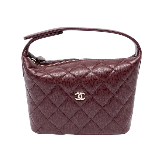 Chanel Quilted Hobo Clutch Bag - Burgundy