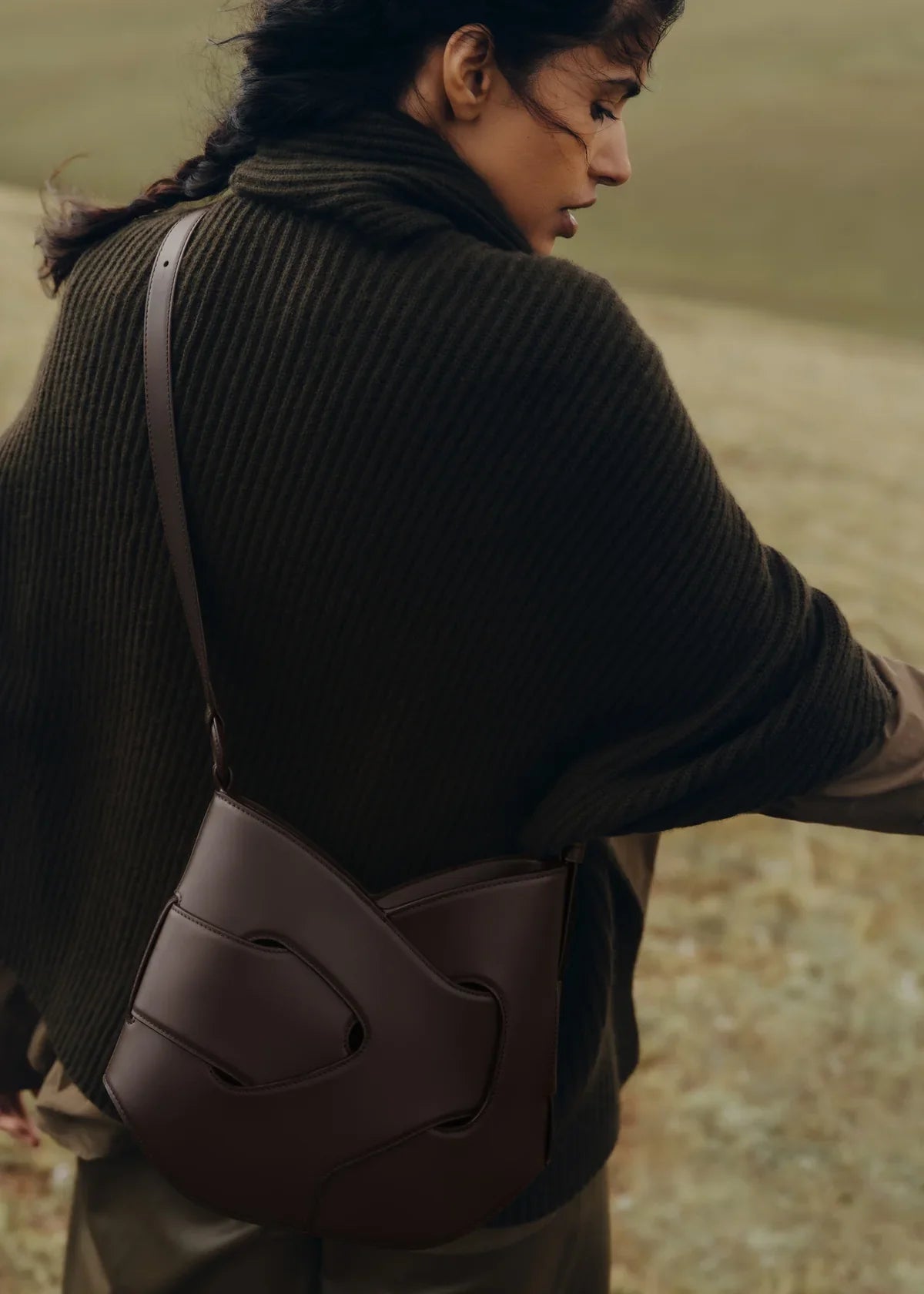 Polène Nodde Hobo bag - Dark Brown