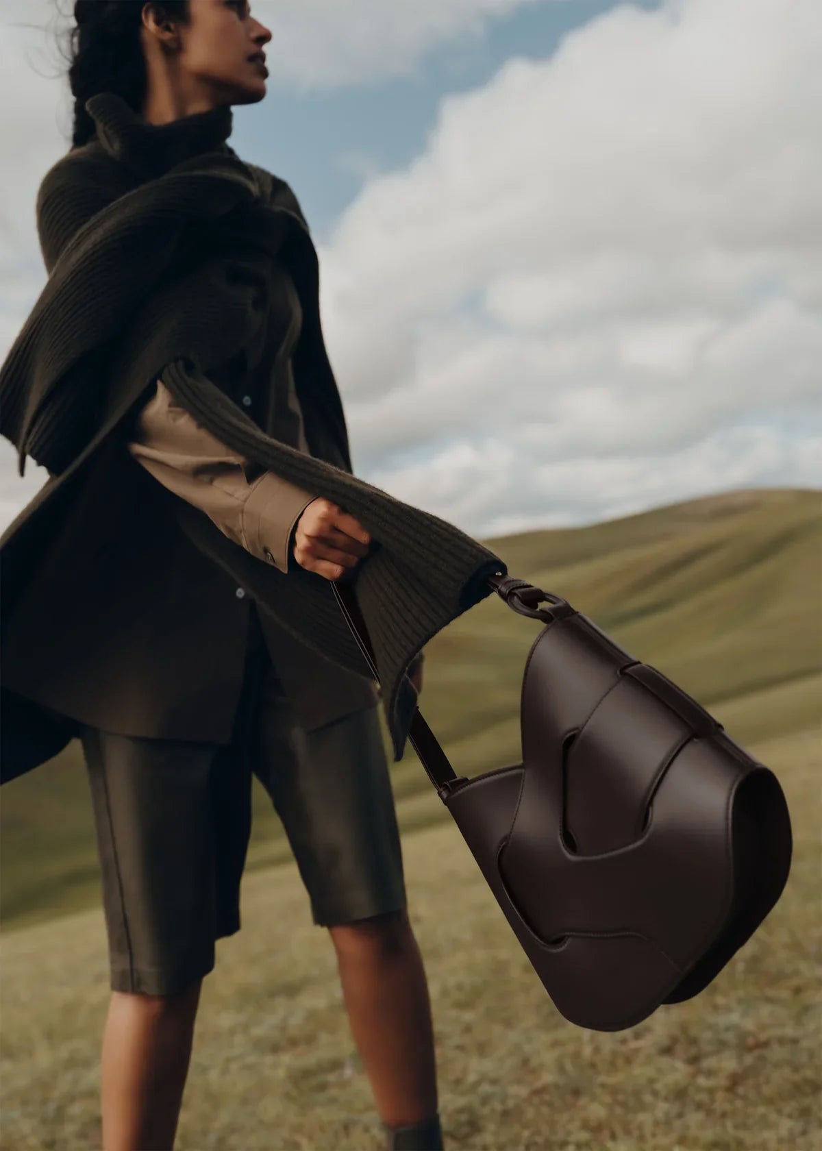 Polène Nodde Hobo bag - Dark Brown