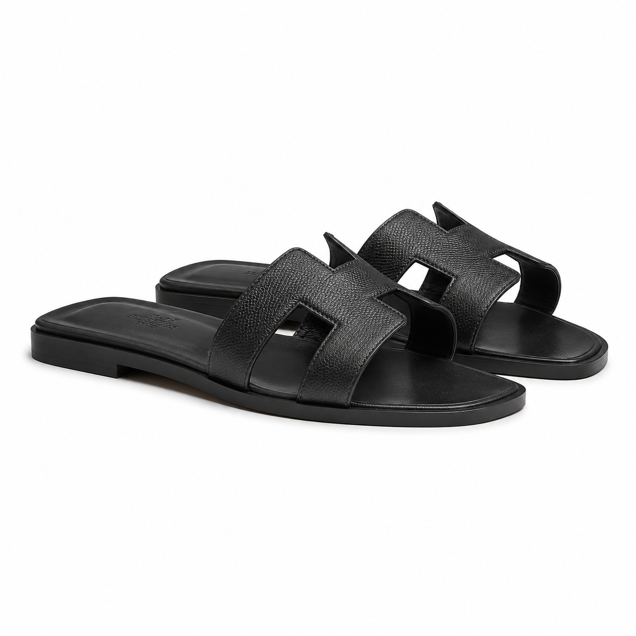 Hermès – Slipper Oran Black Textured