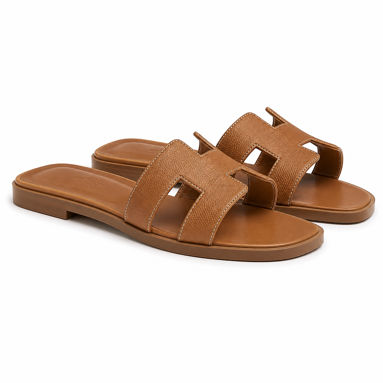 Hermès – Slipper Oran Brown Textured