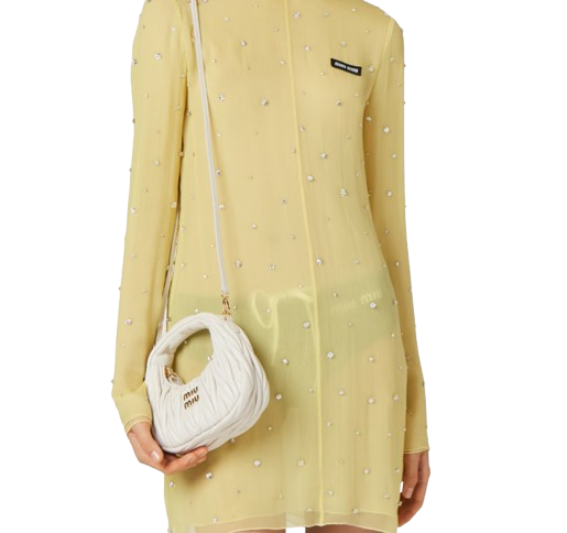Miu Miu Wander Matelassé Hobo Bag - White