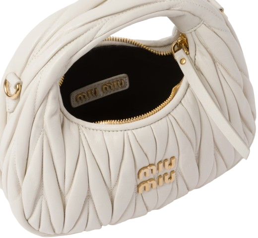 Miu Miu Wander Matelassé Hobo Bag - White