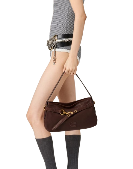 Miu Miu Aventure nappa leather shoulder bag - Brown
