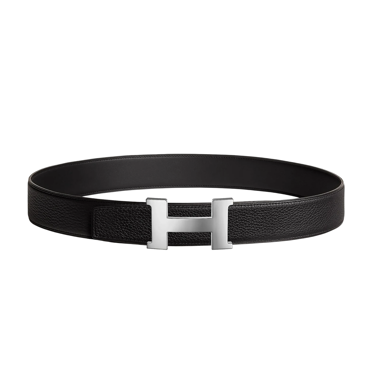 Hermès Leather H Belt [32mm] - Silver/Black