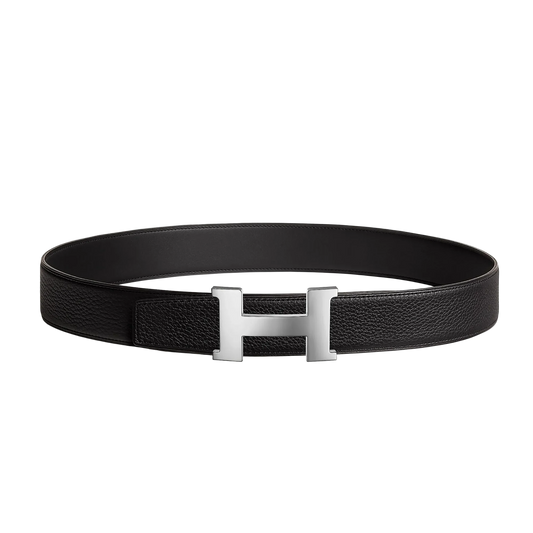 Hermès Leather H Belt [32mm] - Silver/Black