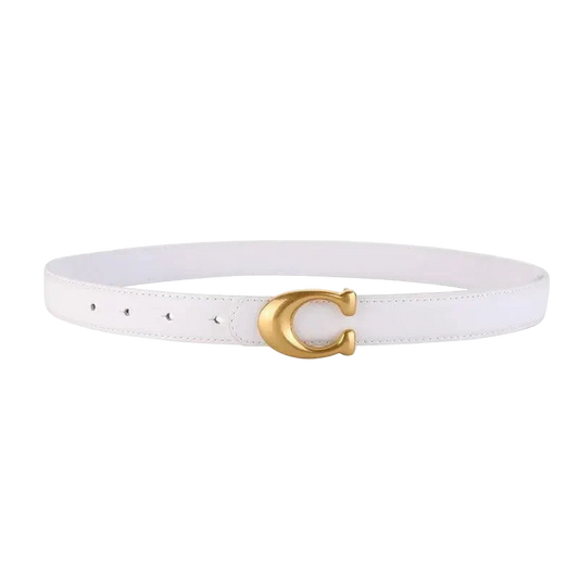 Coach Sculpted C Buckle Belt - White