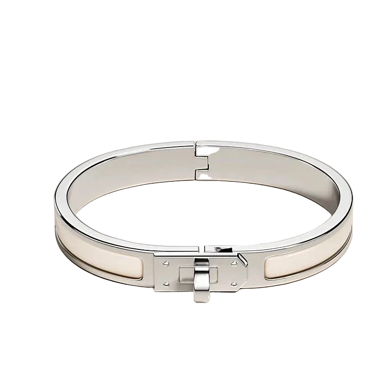 Hermes Kelly Clic Bracelet - Silver / White#silver-white