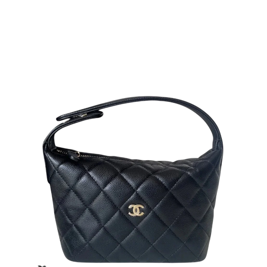 Chanel Quilted Hobo Clutch Bag - Black